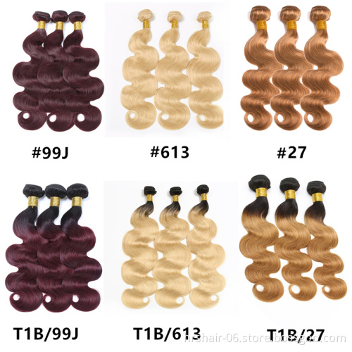 Best quality ombre and 613 Bundles Raw Virgin Cuticle Aligned Hair Human Hair Weave Bundle Wholesale Indian hair extension